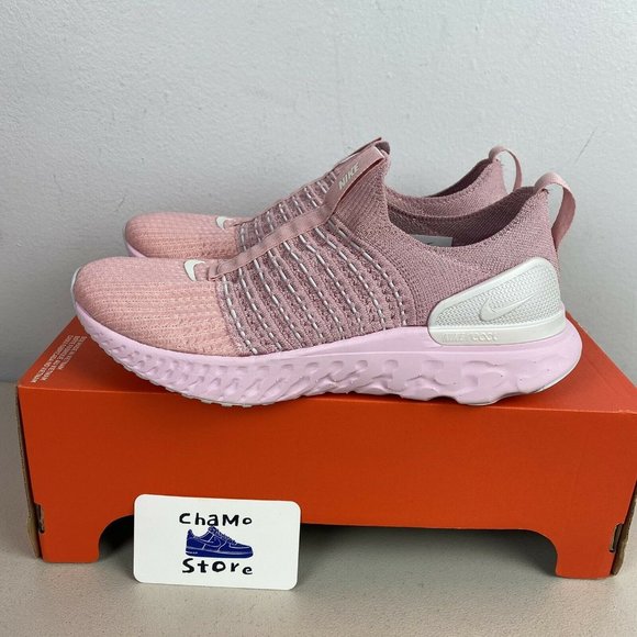 Nike React Phantom Run Flyknit 2 Womens Pink Glaze Laceless Half Box - Picture 3 of 16